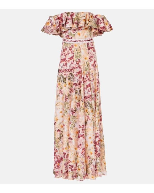 Robe Longue A Fleurs Agua Bendita en coloris Pink