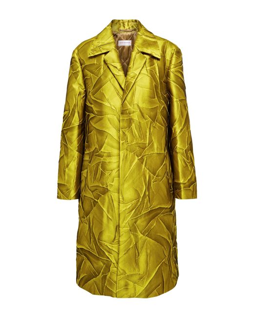 Dries Van Noten Jacquard Coat in Yellow | Lyst