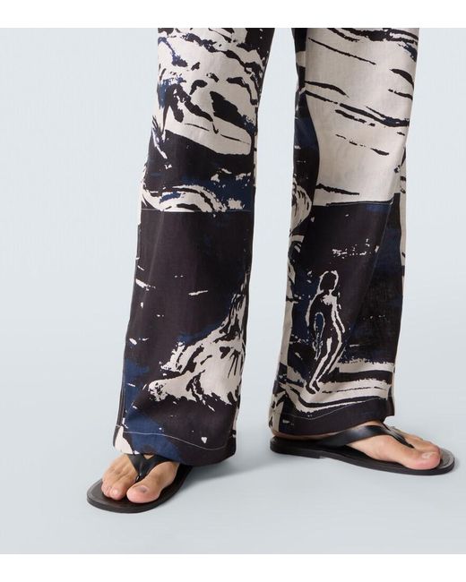 Commas Multicolor Printed Linen Straight Pants for men