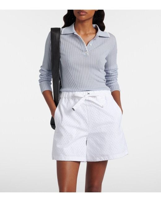 Moncler White Broderie Anglaise Cotton Shorts