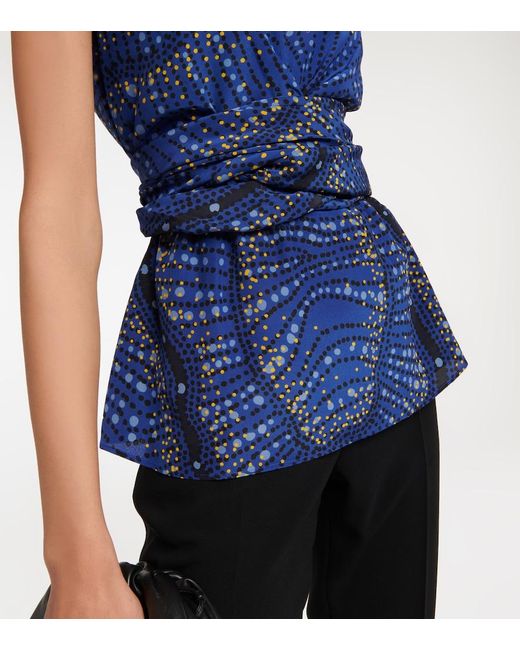 Altuzarra Blue Toppi Printed Silk Wrap-effect Top