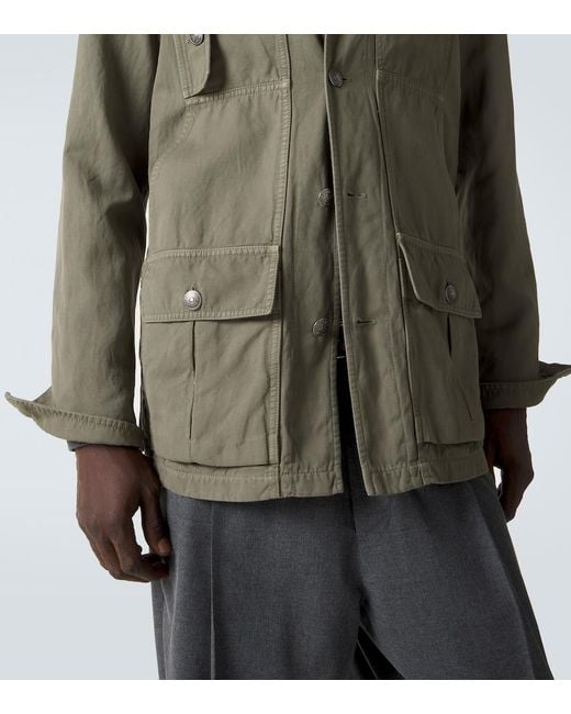 Brunello Cucinelli Green Cotton And Linen Field Jacket for men