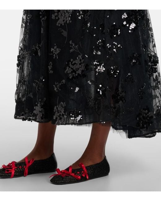 Simone Rocha Black Midirock Aus Tuell Mit Pailletten