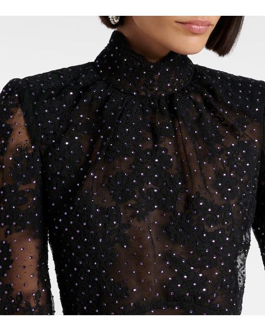 Self-Portrait Black Embellished Lace Gown