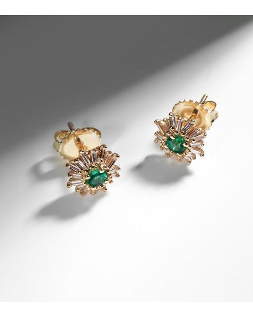 Suzanne Kalan Green 18Kt Earrings With Diamonds And Emeralds