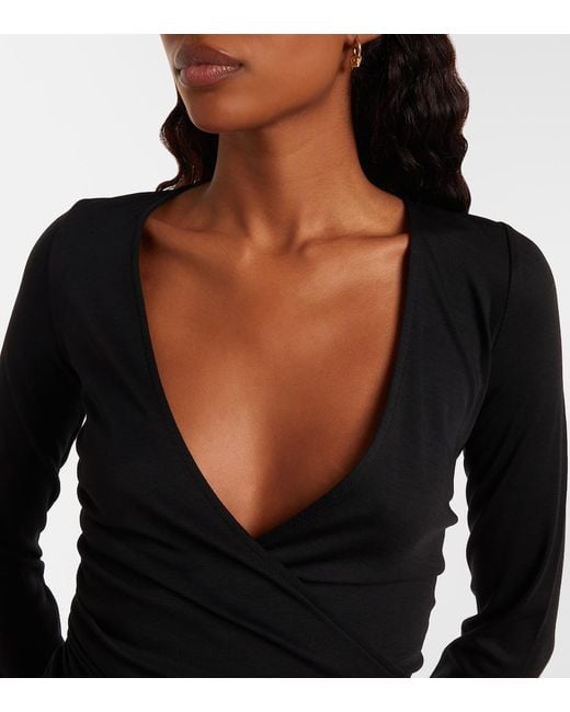 Max Mara Black Nigella Draped Wool Bodysuit