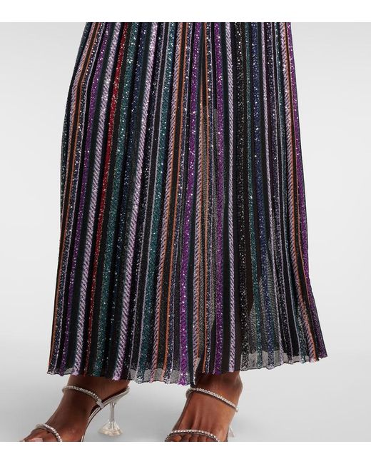 Missoni Blue Sequined Striped Gown