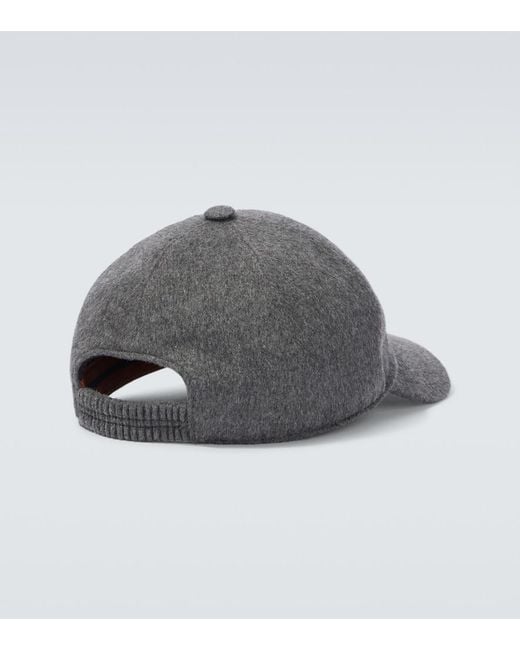 Zegna Gray Cashmere Baseball Cap for men