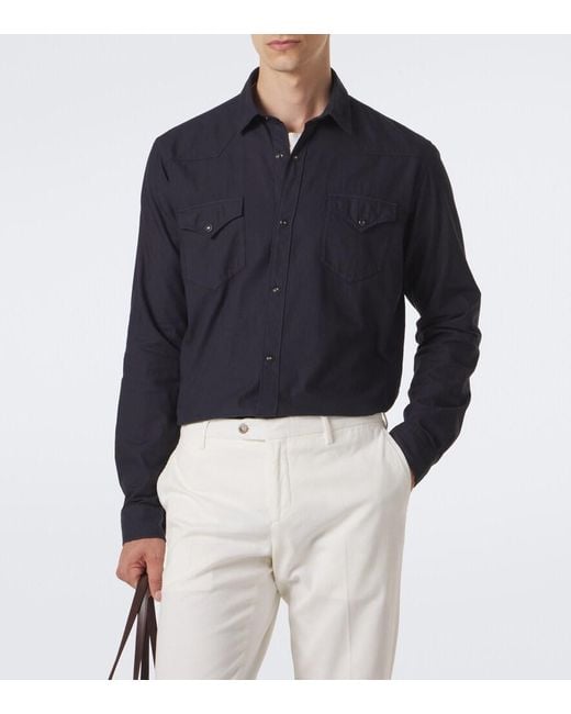 Canali Blue Cotton Shirt for men