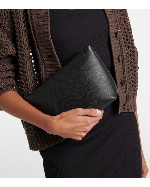 Brunello Cucinelli Black Small Leather Pouch