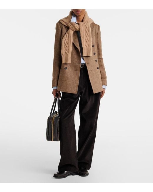 Polo Ralph Lauren Brown Herringbone Linen, Wool, And Silk Blazer