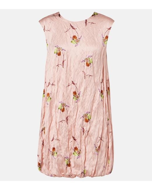 Emilia Wickstead Pink Meave Floral Satin Minidress