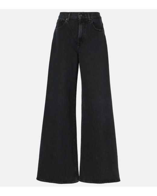 7 For All Mankind Blue Willow Low-Rise Wide-Leg Jeans