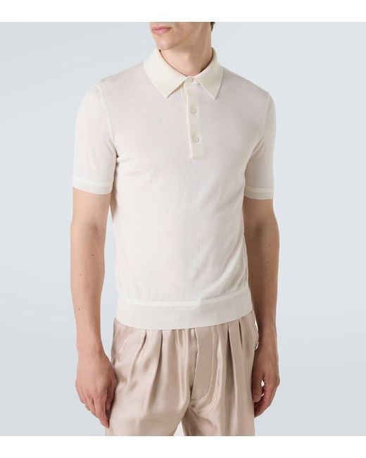 Tom Ford White Cashmere And Silk Polo Shirt for men