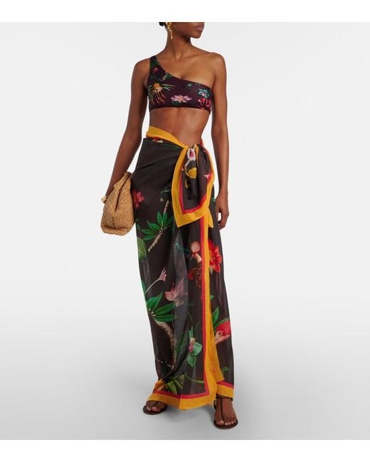 LaDoubleJ Red Zooflora Placee Cotton Beach Cover-Up