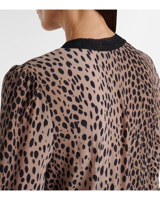 Rixo Natural Midikleid Amina Aus Crepe De Chine