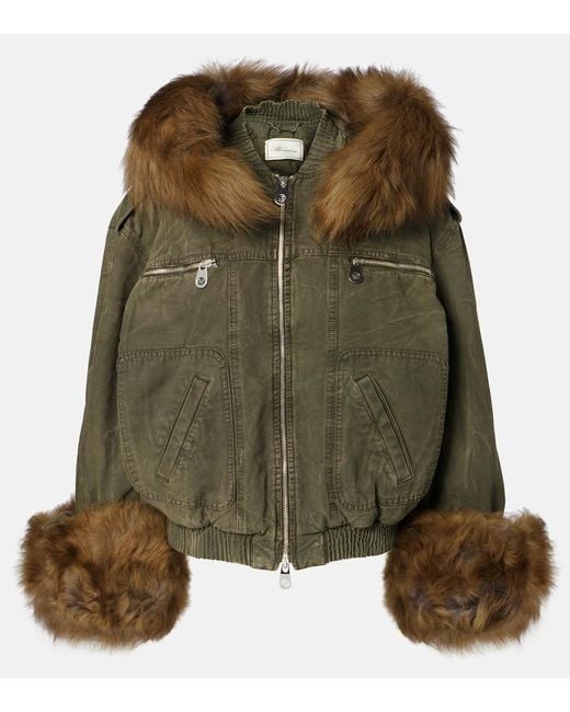 Blumarine Green Cotton Canvas Bomber Jacket