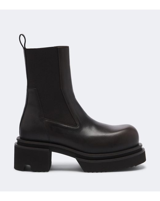 Rick Owens Black Beatle Leather Platform Chelsea Boots