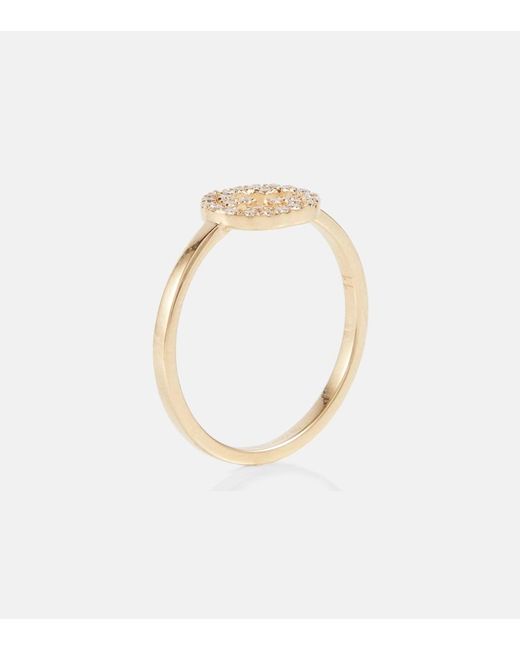 Gucci White Interlocking G 18Kt Ring With Diamonds