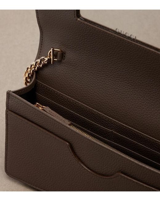 Gucci Brown Gg Marmont Canvas Wallet On Chain