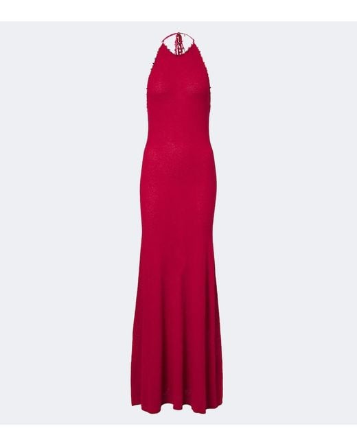Christopher Esber Red Beach Quarth Embellished Cotton-Blend Gown