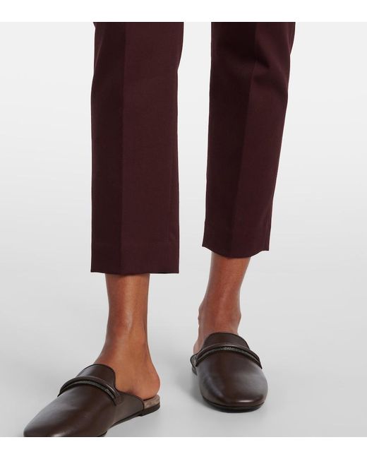 Brunello Cucinelli Purple Monili Cropped Cotton-Blend Slim Pants