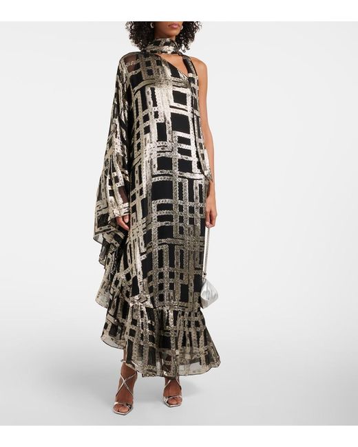 Taller Marmo White Betsy Printed Asymmetric Silk-Blend Maxi Dress