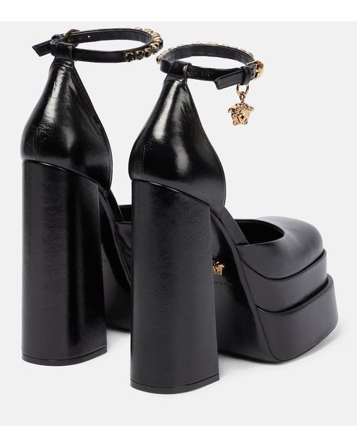 Versace Black Medusa Satin Platform Pump