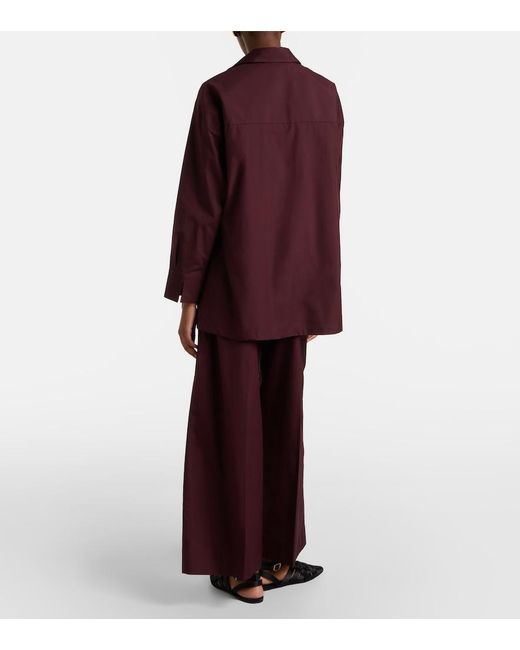 Max Mara Red Cropped Cotton Poplin Wide-Leg Pants