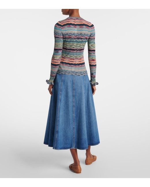 Ulla Johnson Blue Lex Striped Cardigan