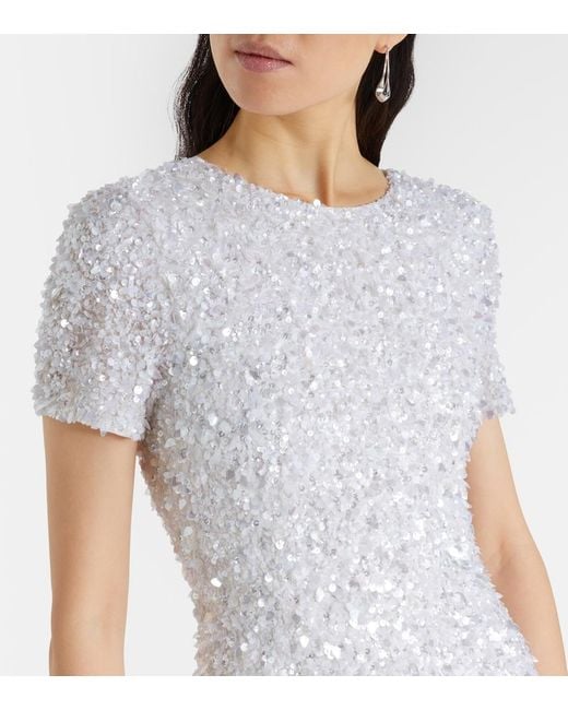 Rachel Gilbert White Nixie Sequined Gown
