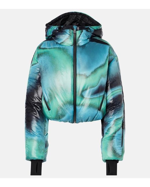 Aztech Mountain Blue Daisy Cropped Down Ski Jacket