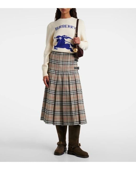Burberry Natural Midirock Check Aus Wolle