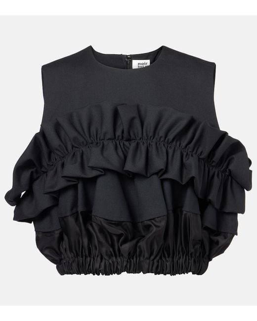 Noir Kei Ninomiya Black Ruffled Wool Top