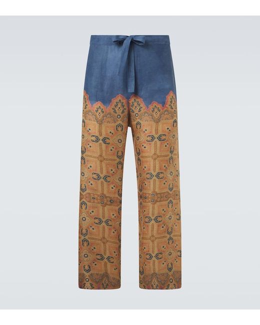 Pantaloni A Gamba Larga di Valentino in Blue da Uomo