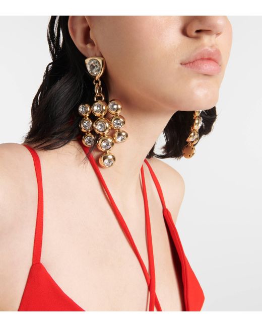 Area Metallic Crystal-embellished Drop Earrings