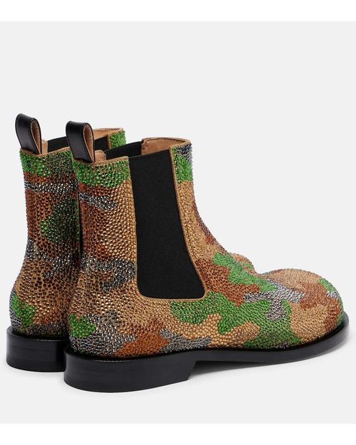 J.W. Anderson Green Camouflage Embellished Suede Chelsea Boots