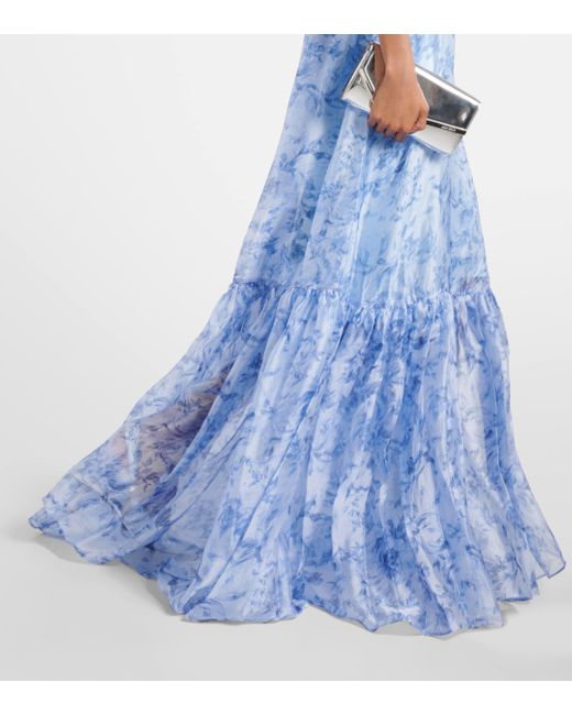 Staud Blue Calluna Floral Tiered Maxi Dress