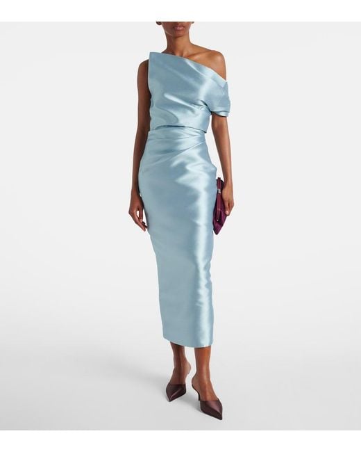 Solace London Ellison Satin Cocktail Dress in Blue | Lyst UK