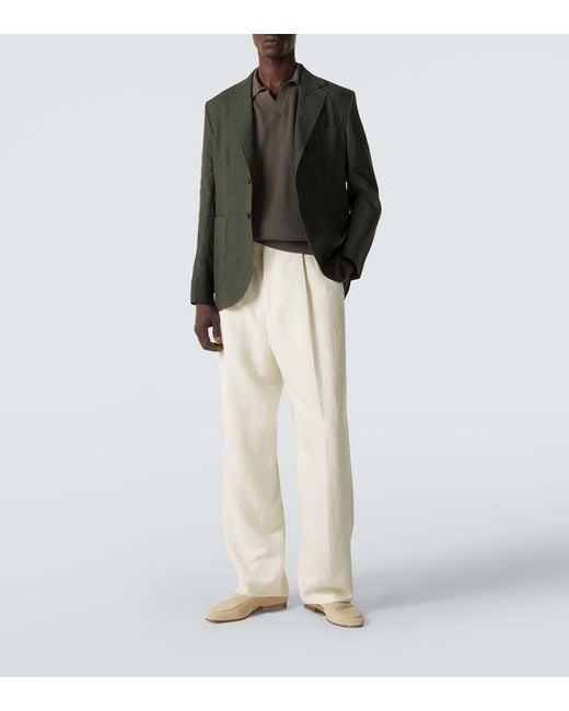 Zegna Green Knitted Cotton Polo Shirt for men