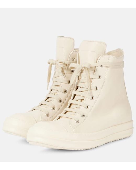 Rick Owens Natural High-Top Sneakers Aus Leder