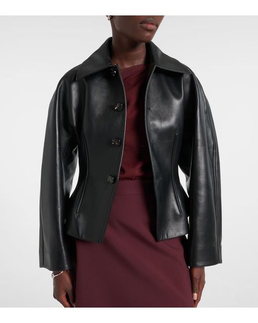 Veste En Cuir Bottega Veneta en coloris Black