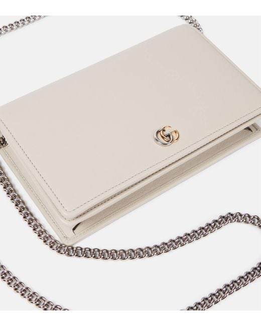 Gucci Natural GG Marmont Leather Wallet On Chain