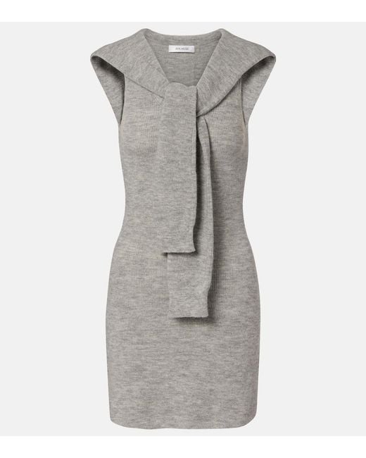 AYA MUSE Gray Vao Wool-Blend Minidress