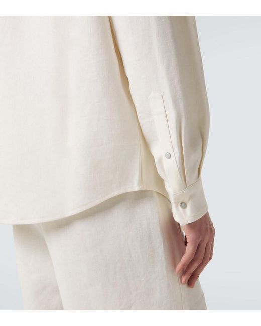 God's True Cashmere Natural Linen Shirt With Moonstone for men