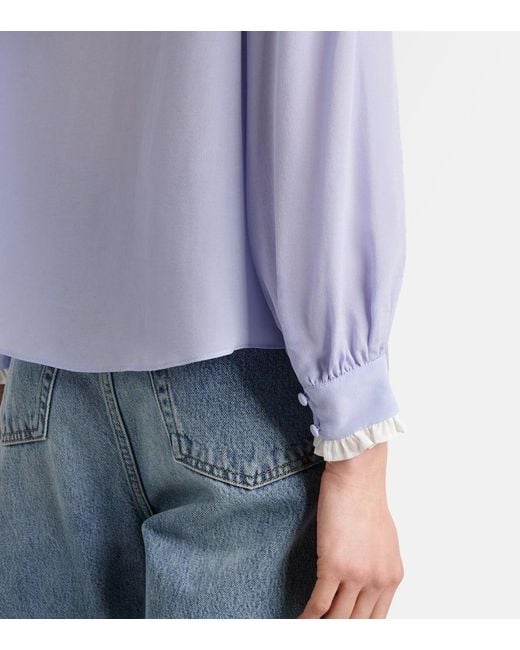 Rixo Blue Eimer Silk Top