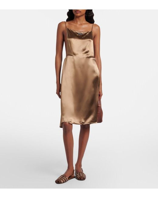 Miu Miu Brown Open-Back Satin Minidress
