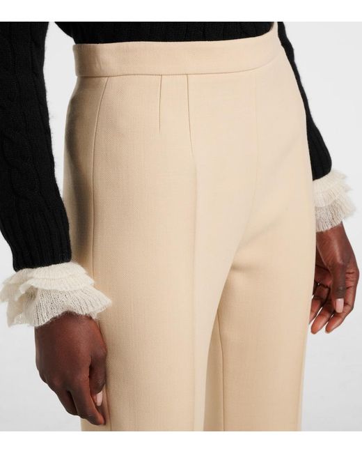 Valentino Natural Virgin Wool Crepe Flared Pants