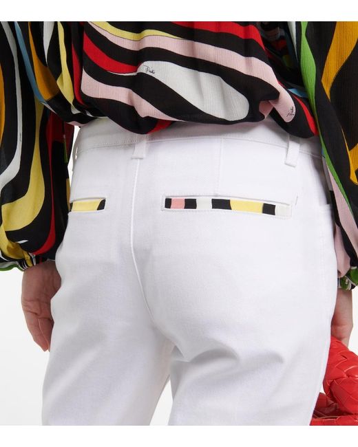 Pantalones De Tiro Alto Cropped Emilio Pucci de color White