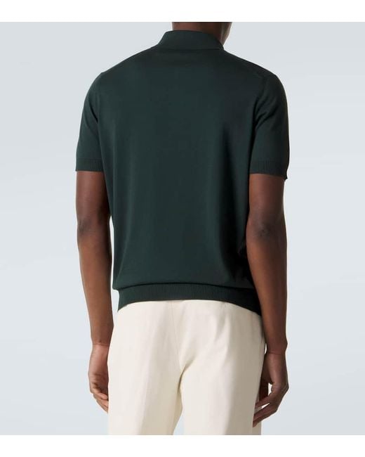 Dunhill Green Cotton And Silk Polo Shirt for men